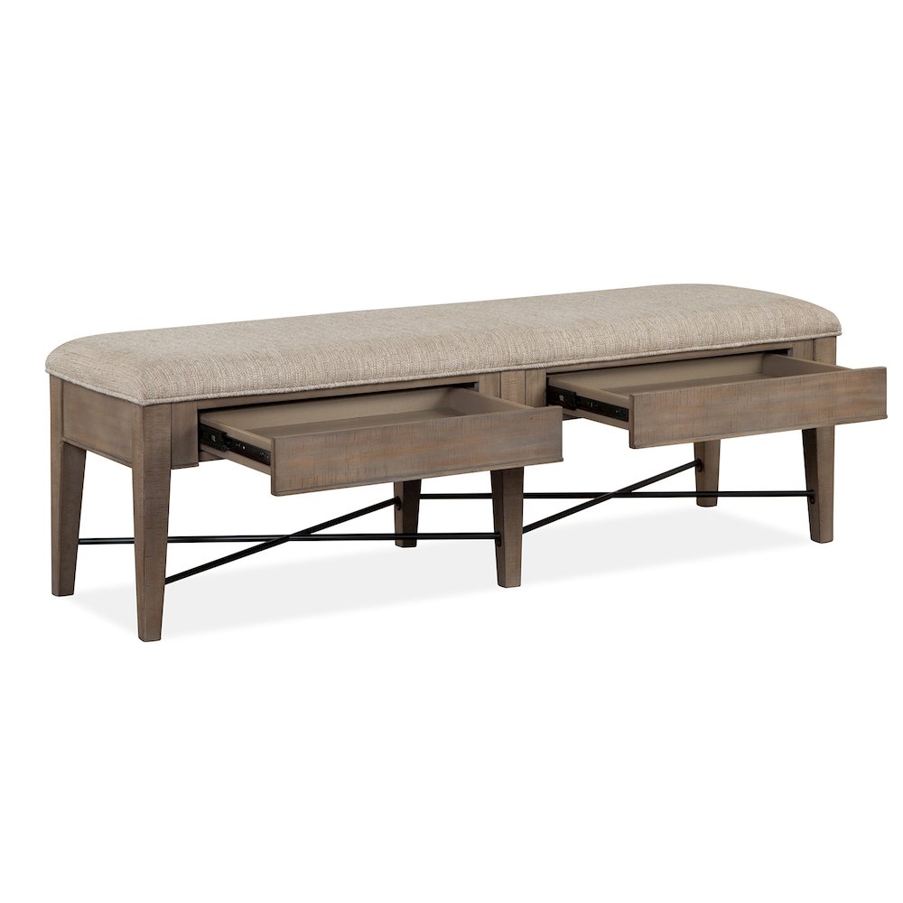 Paxton Place Dovetail Grey Upholstered Bench. Picture 4