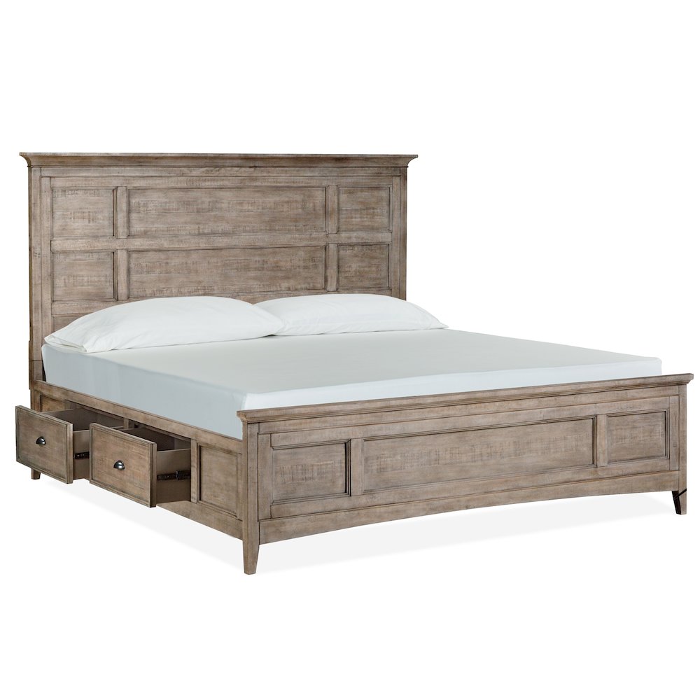 Paxton Place Dovetail Grey Queen Panel Storage Bed. Picture 2