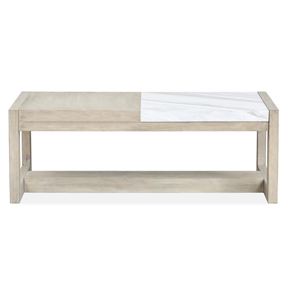 Preston Gallery Buff And Antique Silver Rectangular Cocktail Table. Picture 6