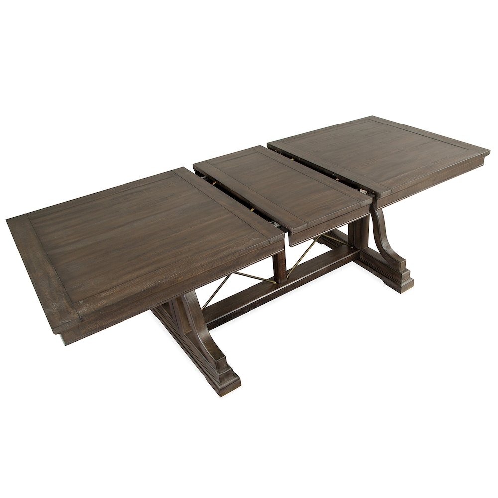 Westley Falls Graphite Extendable Trestle Dining Table. Picture 6