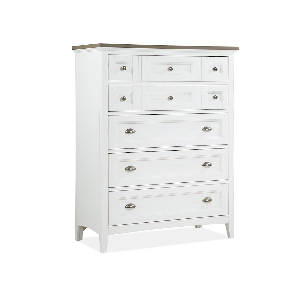 Heron Cove Chalk White And Dovetail Grey 2 Tone Drawer Chest. Picture 1