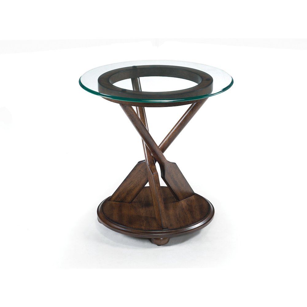 Beaufort Dark Oak Round End Table. Picture 1