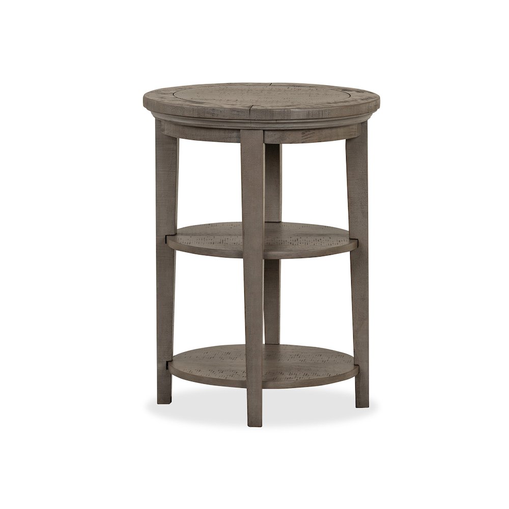 Paxton Place Dovetail Grey Round Accent End Table. Picture 1