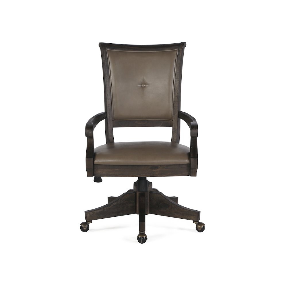 Sutton Place Weathered Charcoal Fully Upholstered Swivel Chair. Picture 2