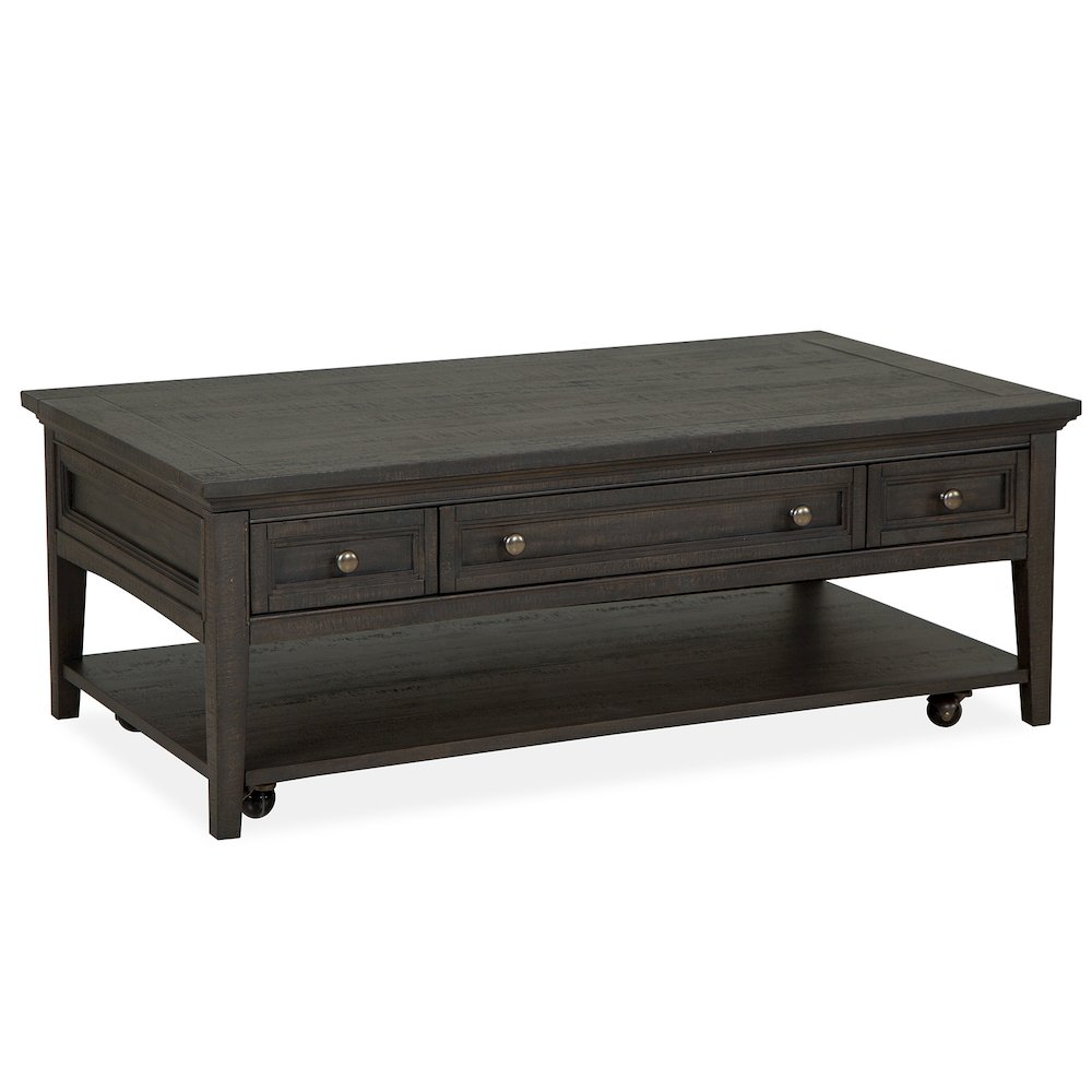 Westley Falls Graphite Rectangular Cocktail Table With Casters. Picture 1