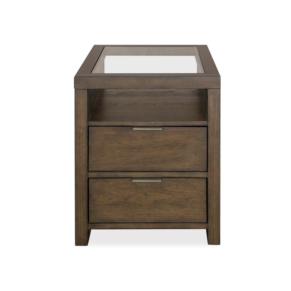 Merrick Homestead Brown And Clear Glass Rectangular End Table. Picture 2