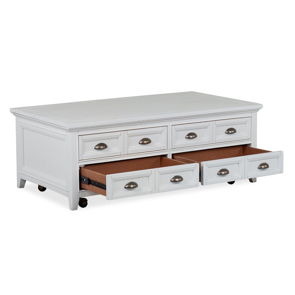 Heron Cove Chalk White Lift Top Storage Cocktail Table With Casters. Picture 8