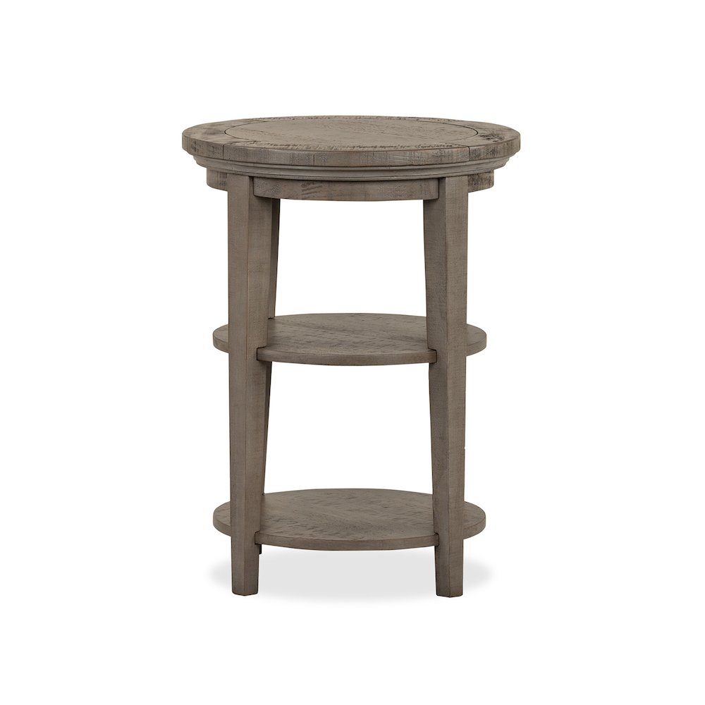 Paxton Place Dovetail Grey Round Accent End Table. Picture 2