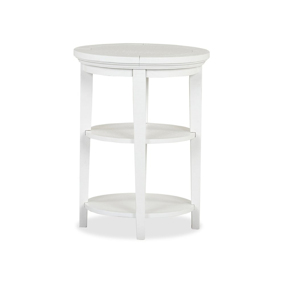 Heron Cove Chalk White Round Accent End Table. Picture 3