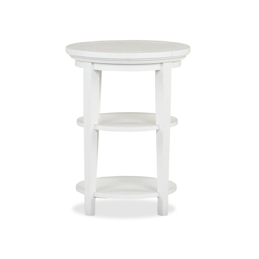Heron Cove Chalk White Round Accent End Table. Picture 2