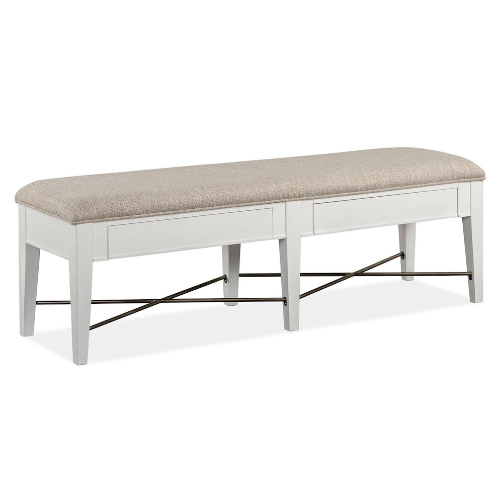 Heron Cove Chalk White And Dovetail Grey Upholstered Bench. Picture 1
