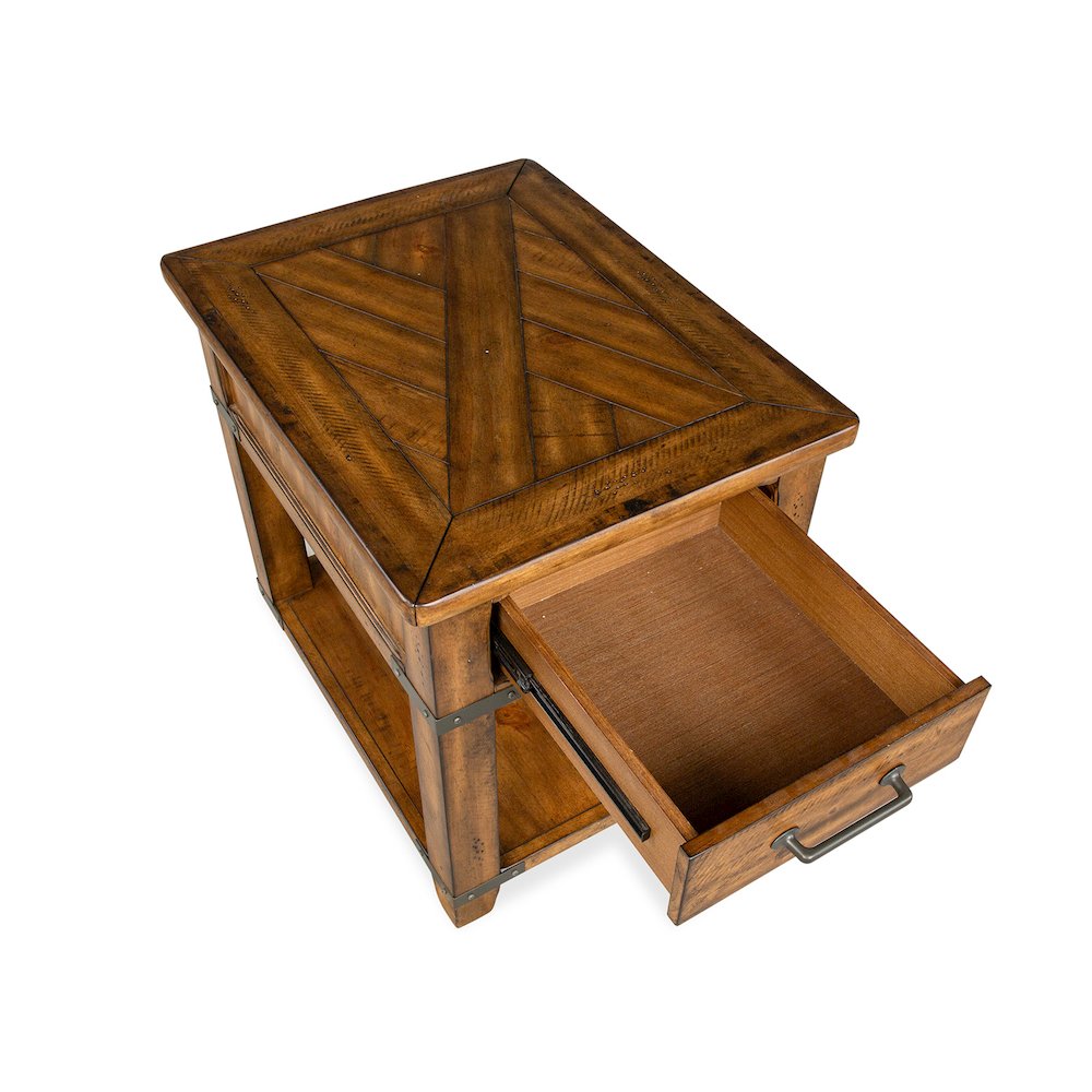 Chesterfield Farmhouse Timber Rectangular End Table. Picture 6