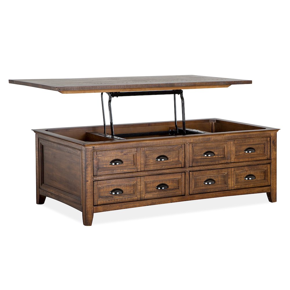 Bay Creek Toasted Nutmeg Lift Top Storage Cocktail Table With Casters. Picture 2