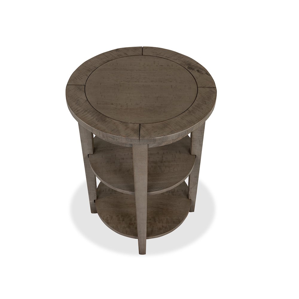 Paxton Place Dovetail Grey Round Accent End Table. Picture 4