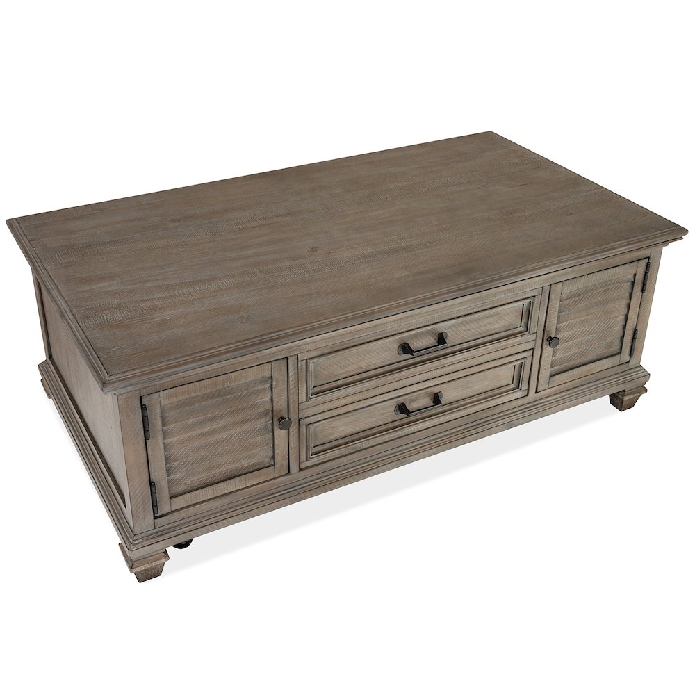 Lancaster Dovetail Grey Lift Top Storage Cocktail Table With Casters. Picture 2