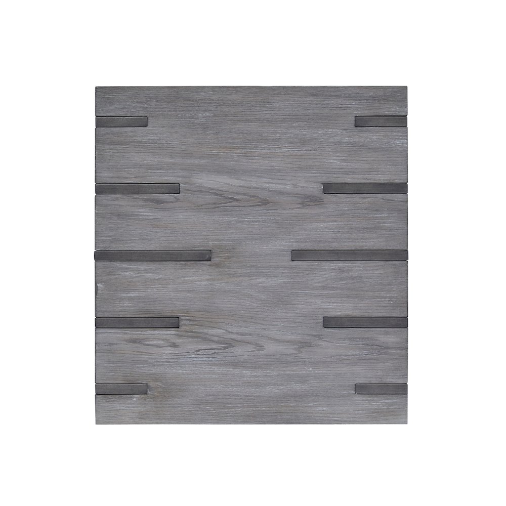 Eldridge Weathered Gravel And Satin Bronze Rectangular End Table. Picture 7