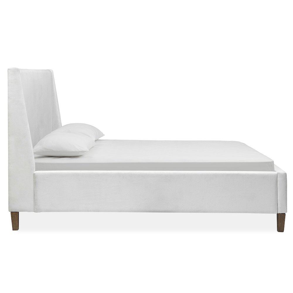 Lindon Belgian Wheat And Coffee Bean Queen White Upholstered Island Bed. Picture 3
