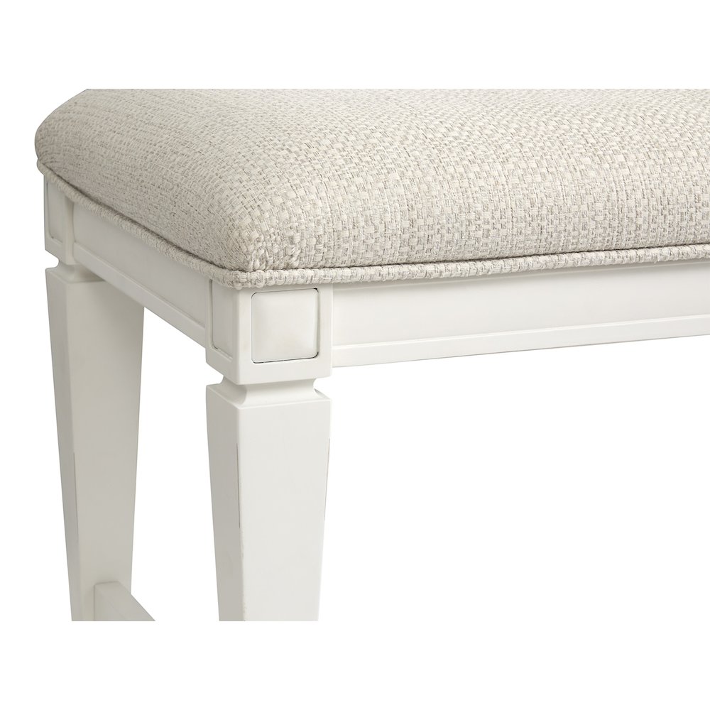 Willowbrook Egg Shell White Upholstered Bench. Picture 4