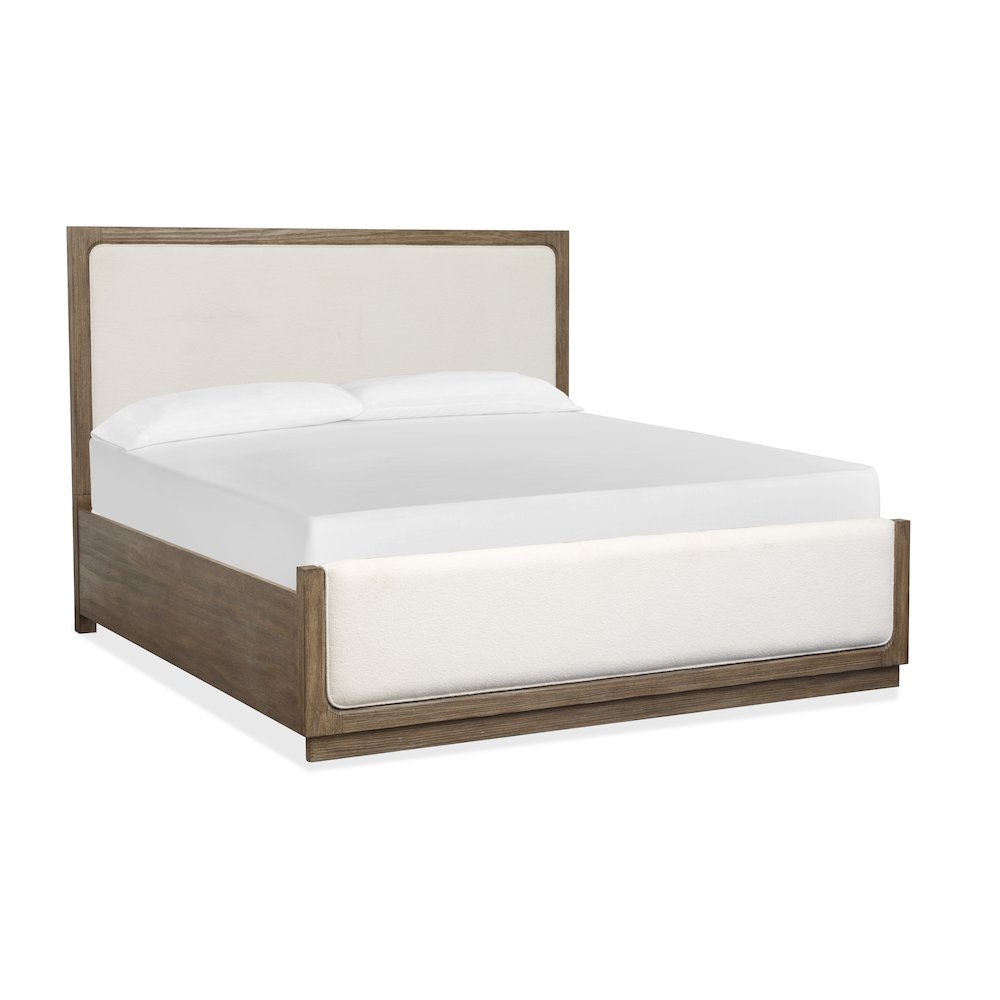 Westbourne Dark Umber Queen Upholstered Panel Bed. Picture 1