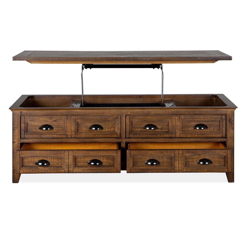 Bay Creek Toasted Nutmeg Lift Top Storage Cocktail Table With Casters. Picture 8
