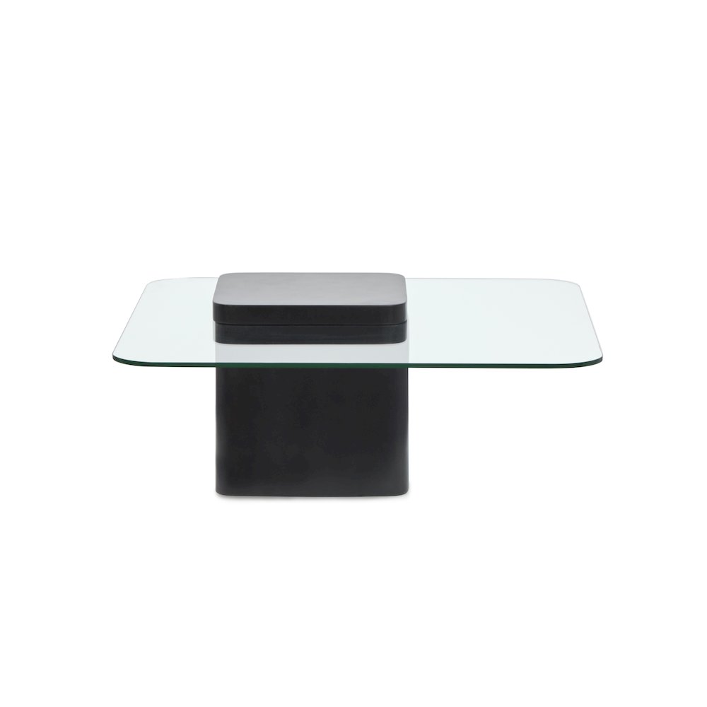 Donora Clear Glass And Obsidian Square Cocktail Table. Picture 5