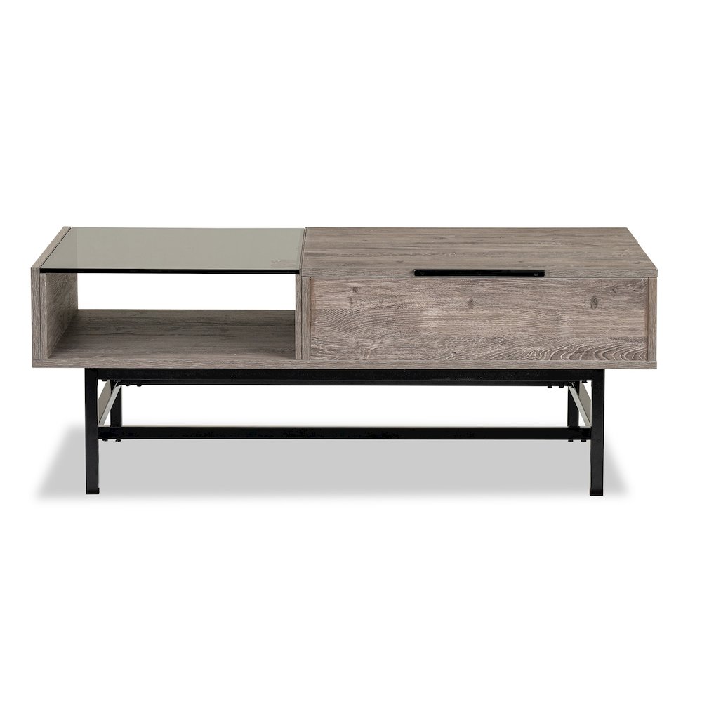 Fenwick Whitetail Brown And Smoke Glass Rectangular Lift Top Cocktail Table. Picture 5