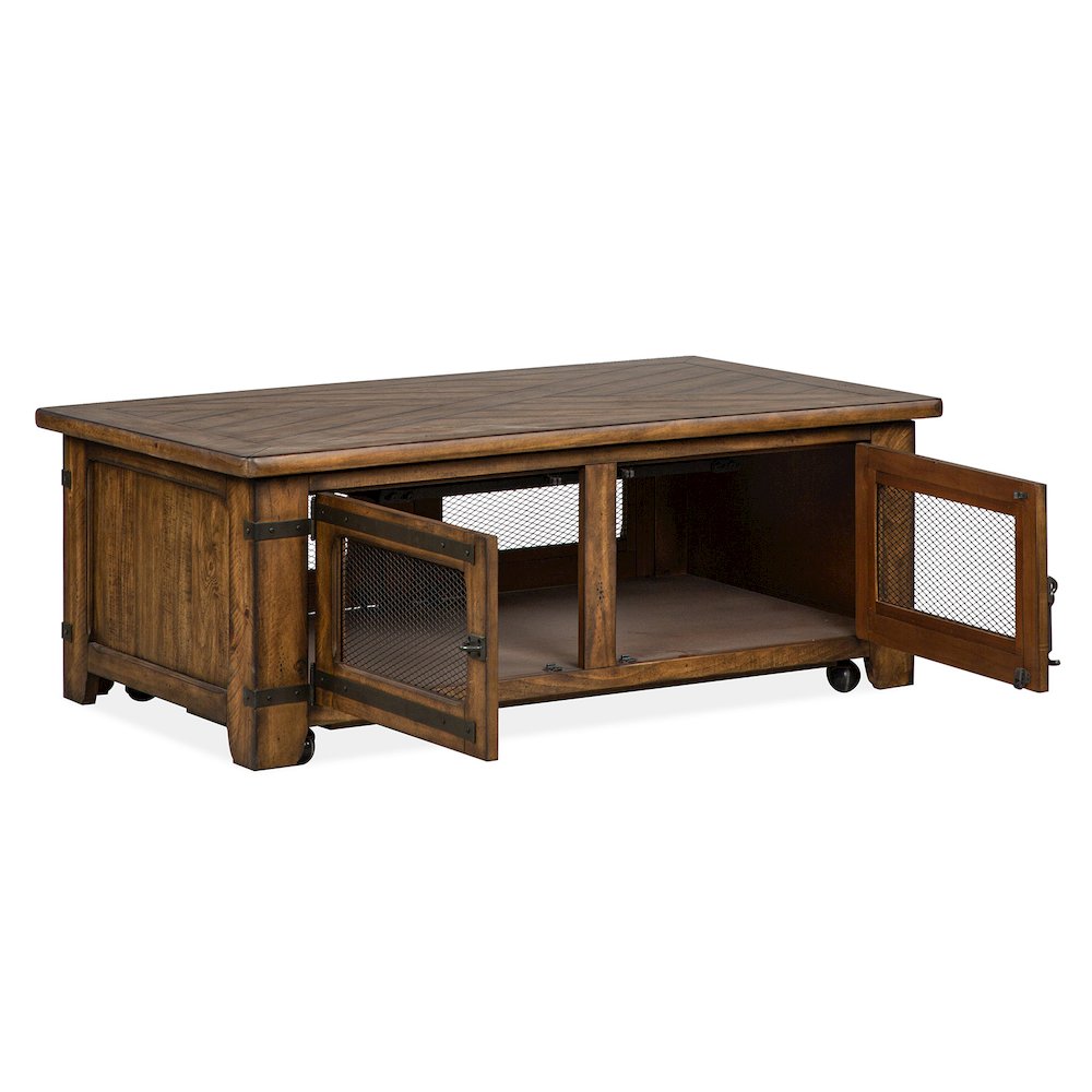 Chesterfield Farmhouse Timber Lift Top Storage Cocktail Table With Casters. Picture 9