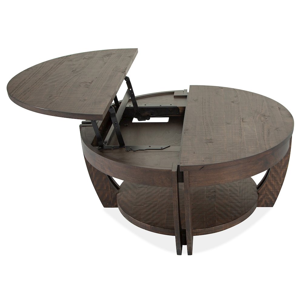 Lyndale Nutmeg Lift Top Storage Cocktail Table With Casters. Picture 4