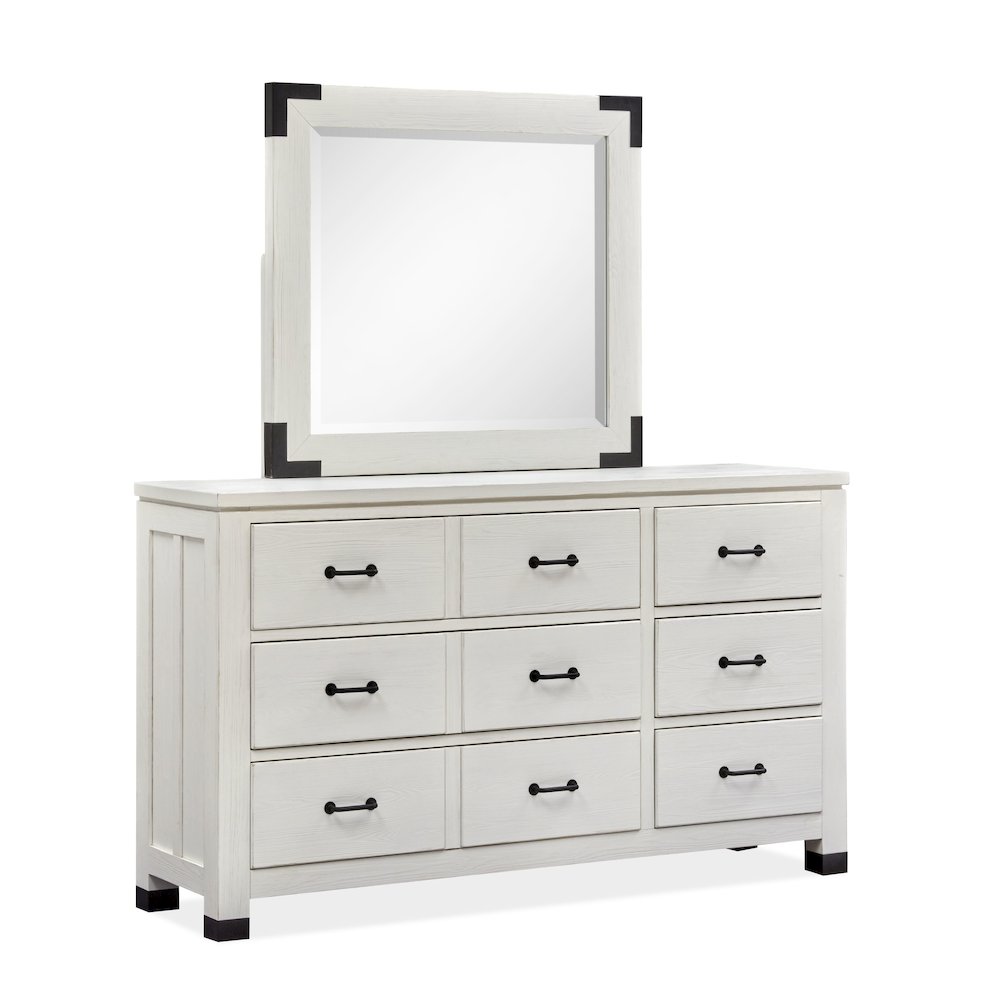 Harper Springs Silo White Drawer Dresser With Landscape Mirror. Picture 1