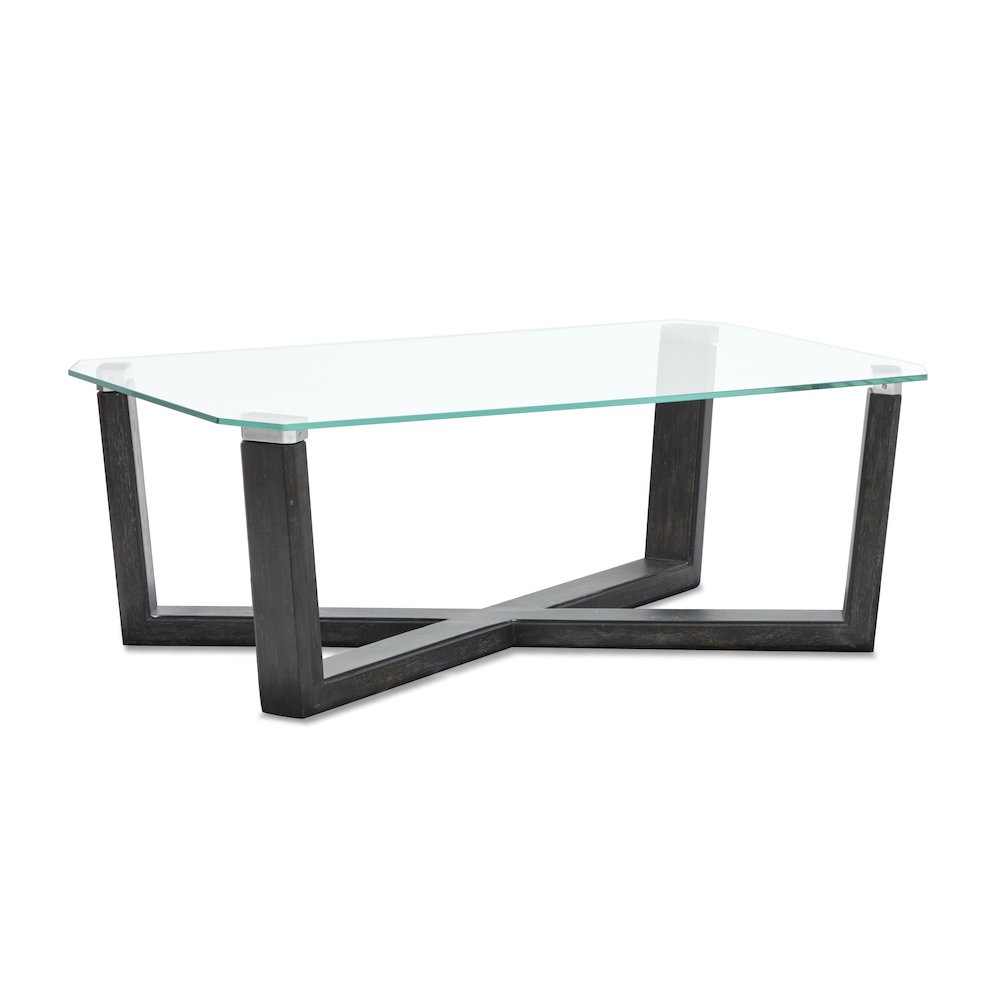 Wexler Black Truffle And Clear Glass Rectangular Cocktail Table. Picture 1