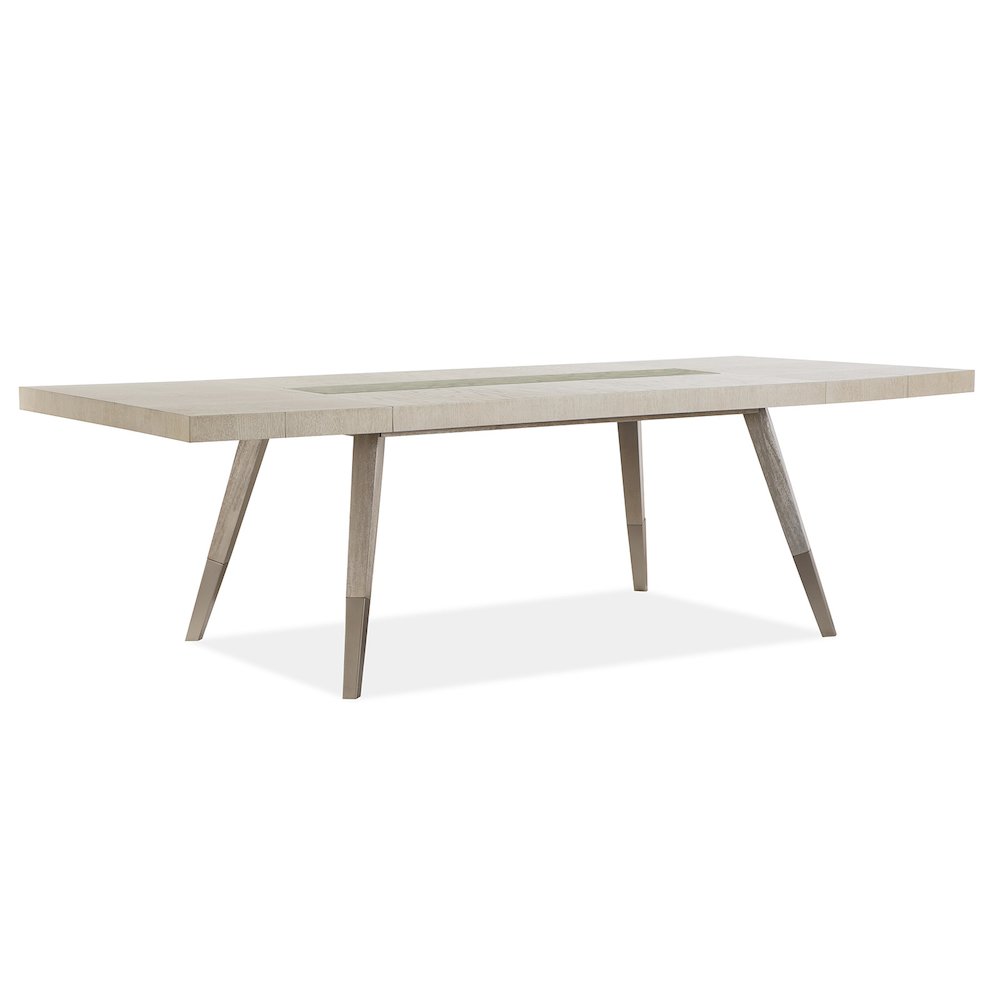 Lenox Warm Silver And Acadia White Extendable Rectangular Dining Table. Picture 4