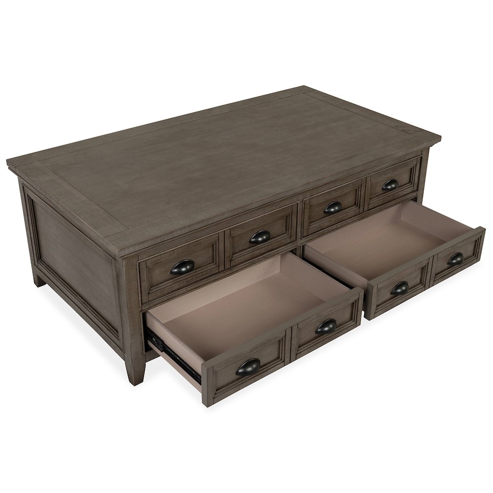 Paxton Place Dovetail Grey Lift Top Storage Cocktail Table With Casters. Picture 8