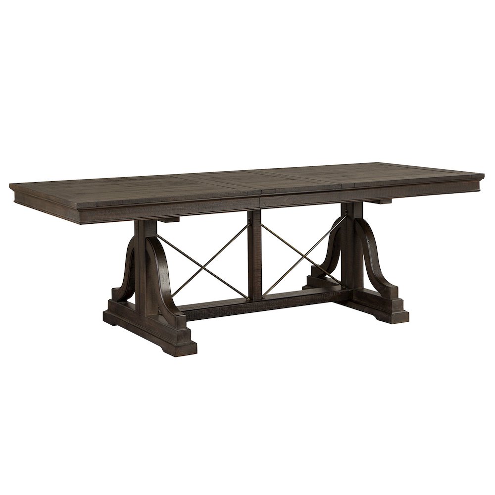 Westley Falls Graphite Extendable Trestle Dining Table. Picture 4
