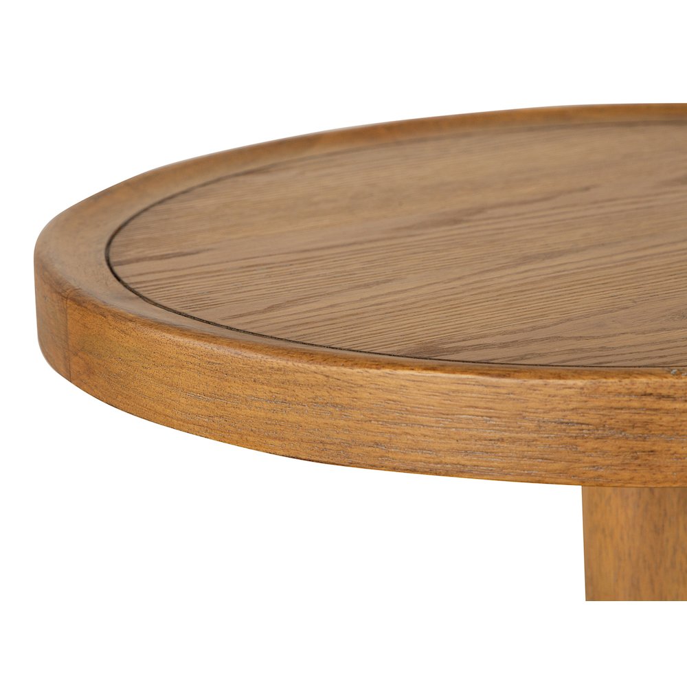 Lindon Belgian Wheat Round Pedestal Accent End Table. Picture 5