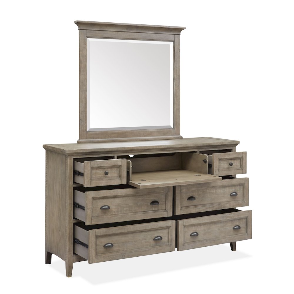 Paxton Place Dovetail Grey Drawer Dresser With Landscape Mirror. Picture 8