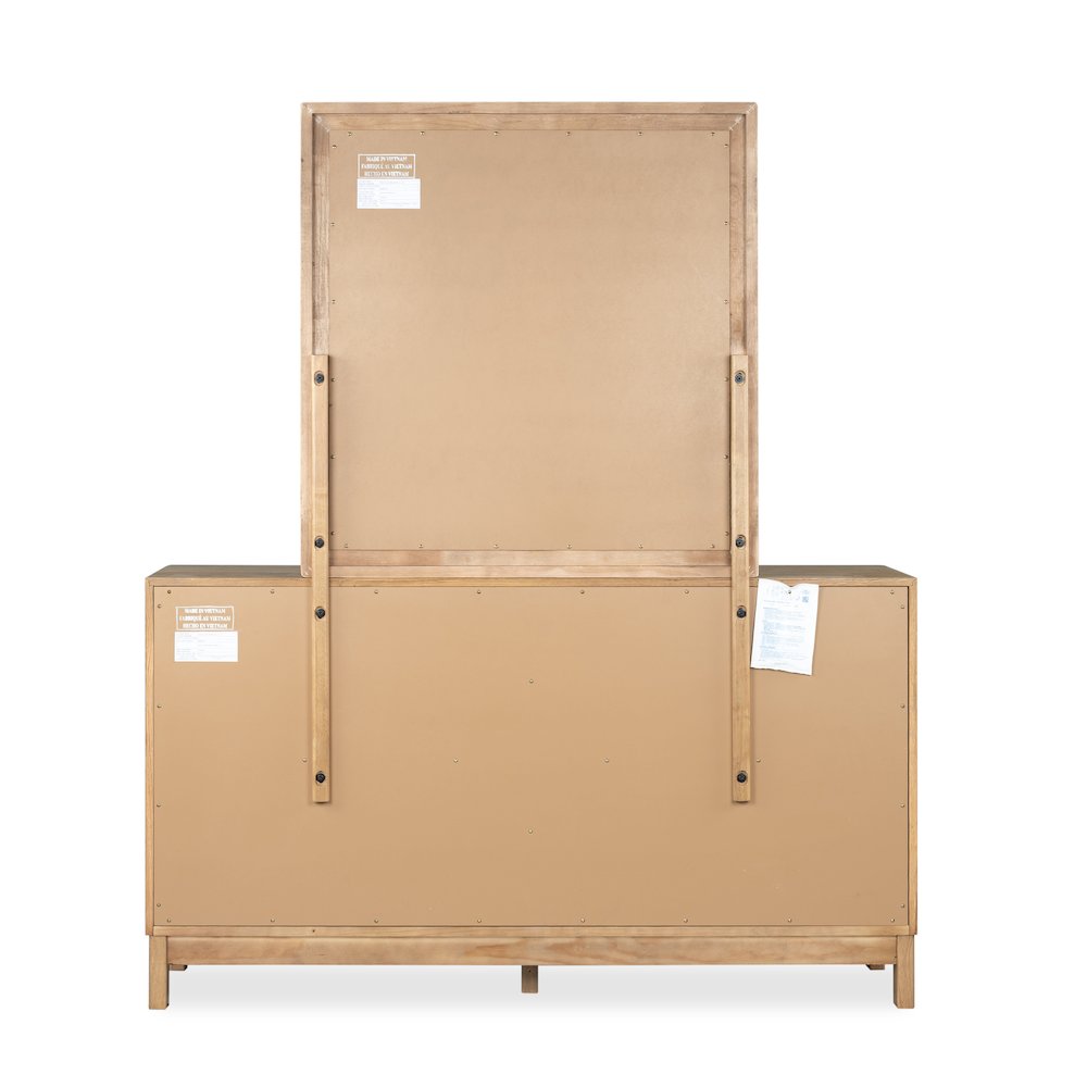 Davenport Rustic Caramel Double Drawer Dresser With Portrait Mirror. Picture 5