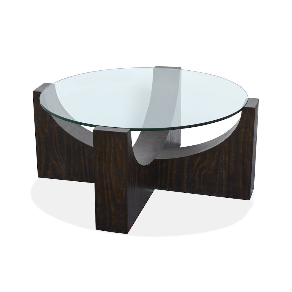 Beckham Rustic Tavern Round Cocktail Table With Casters. Picture 2