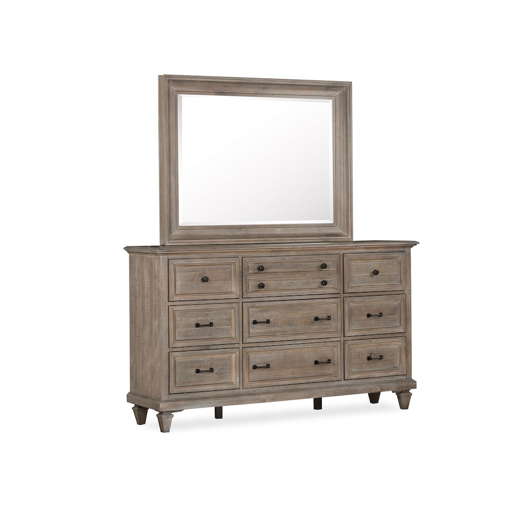 Lancaster Dovetail Grey Drawer Dresser With Landscape Mirror. Picture 1