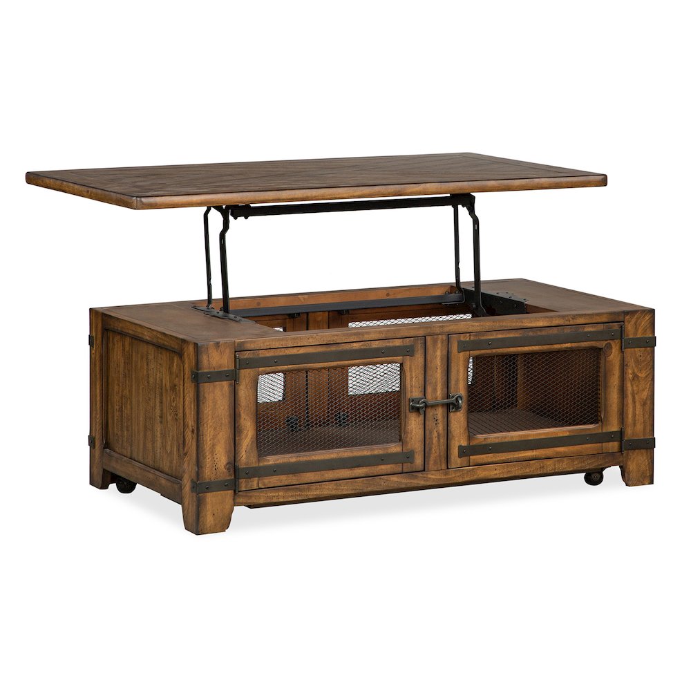 Chesterfield Farmhouse Timber Lift Top Storage Cocktail Table With Casters. Picture 2