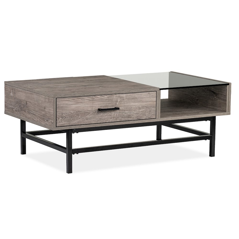 Fenwick Whitetail Brown And Smoke Glass Rectangular Lift Top Cocktail Table. Picture 1