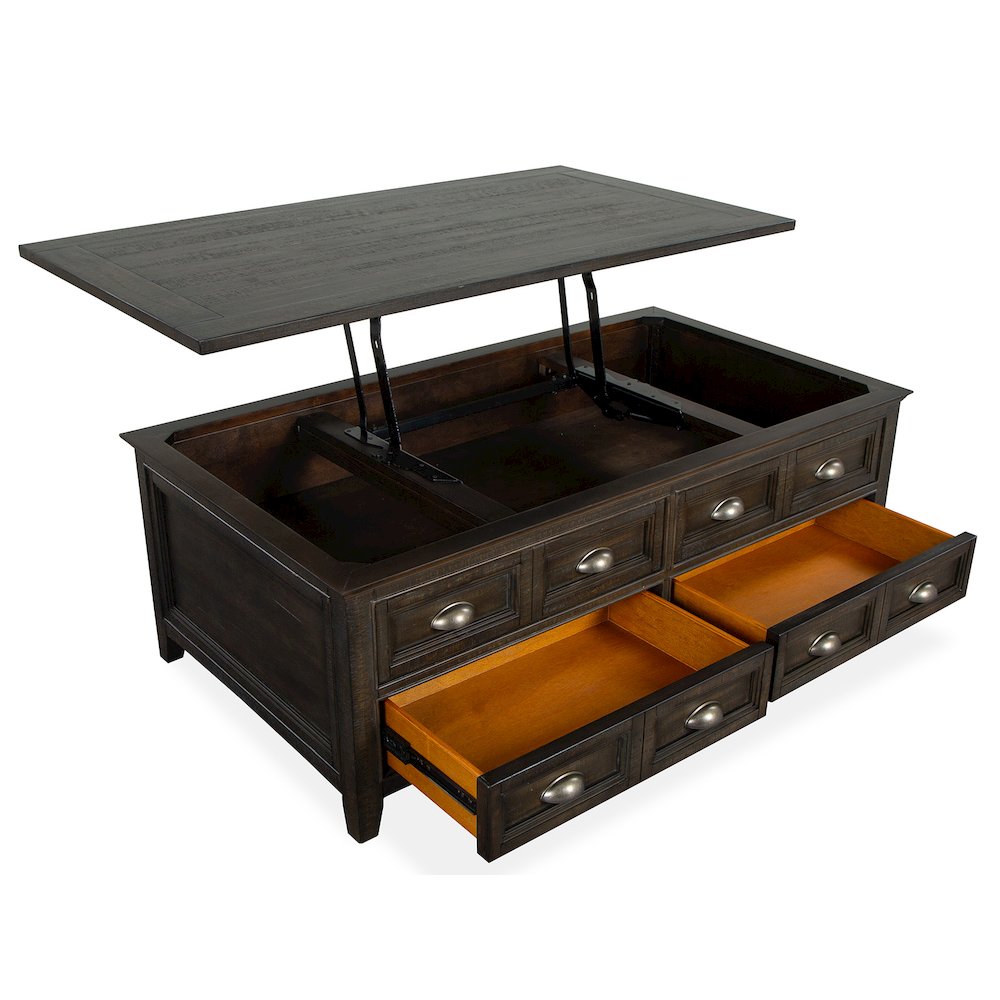 Westley Falls Graphite Lift Top Storage Cocktail Table With Casters. Picture 6