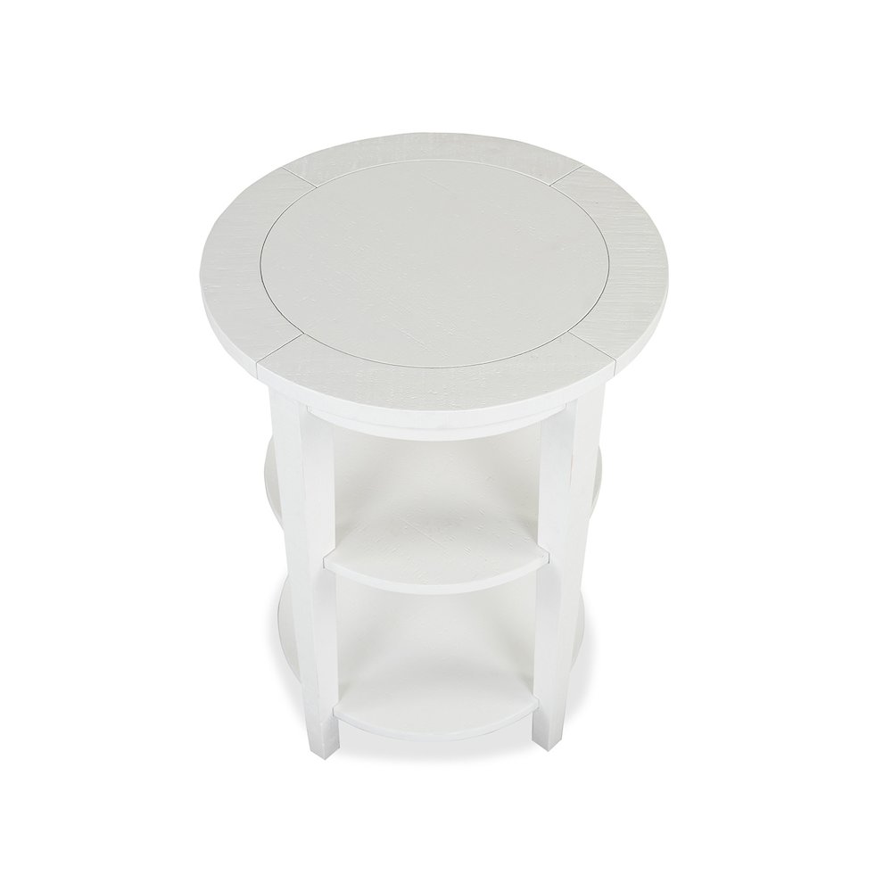 Heron Cove Chalk White Round Accent End Table. Picture 4