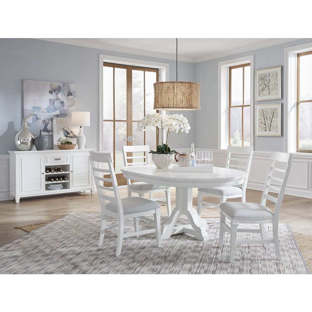 Charleston White Dove White Extendable 48" Round Dining Table. Picture 14