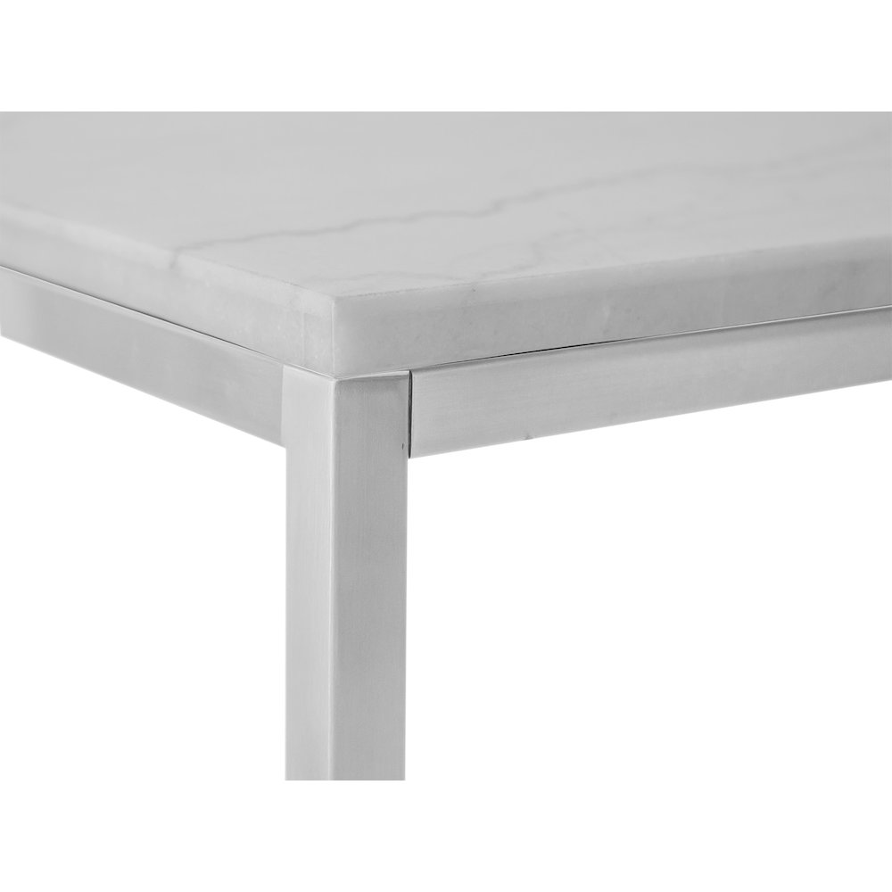 Esme White Marble And Brushed Nickel Rectangular End Table. Picture 6