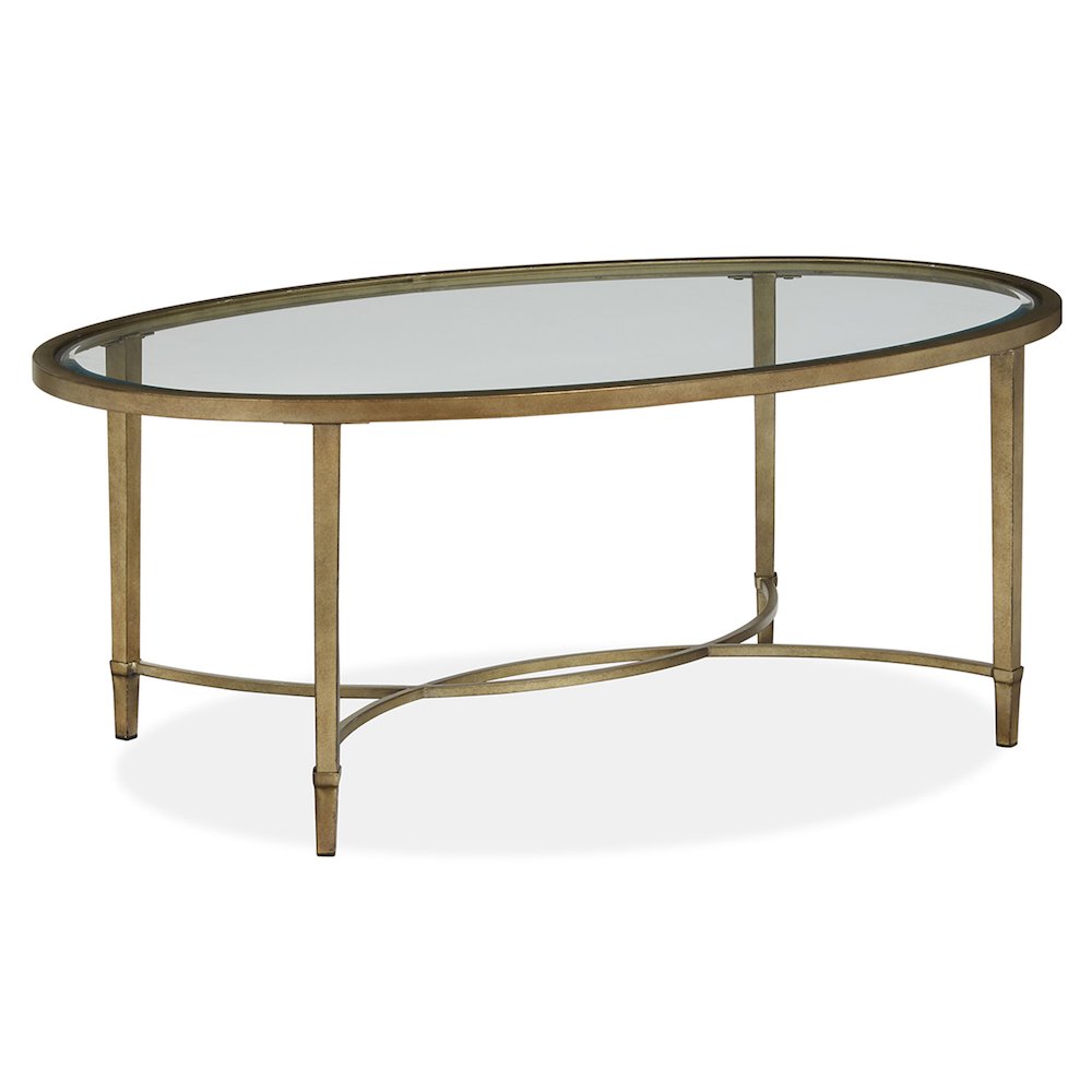 Copia Antiqued Silver With Gold Tint Oval Cocktail Table. Picture 1