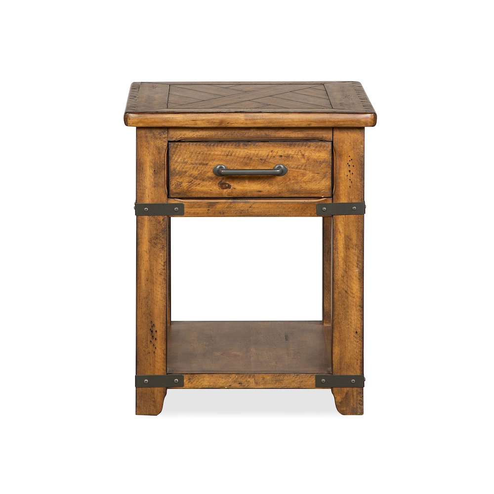 Chesterfield Farmhouse Timber Rectangular End Table. Picture 2