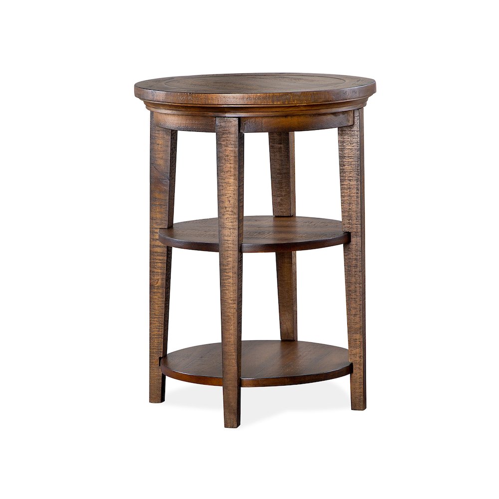 Bay Creek Toasted Nutmeg Round Accent End Table. Picture 1