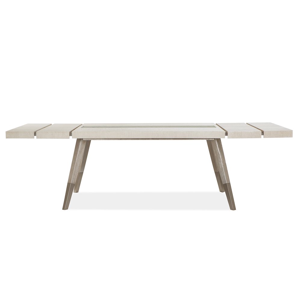 Lenox Warm Silver And Acadia White Extendable Rectangular Dining Table. Picture 5