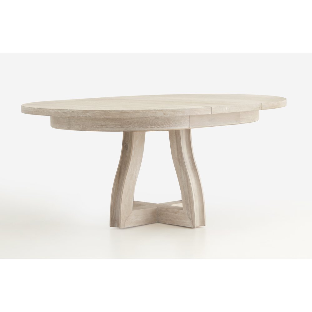 Herringbone Ridge White 54" Extendable Round Dining Table. Picture 2