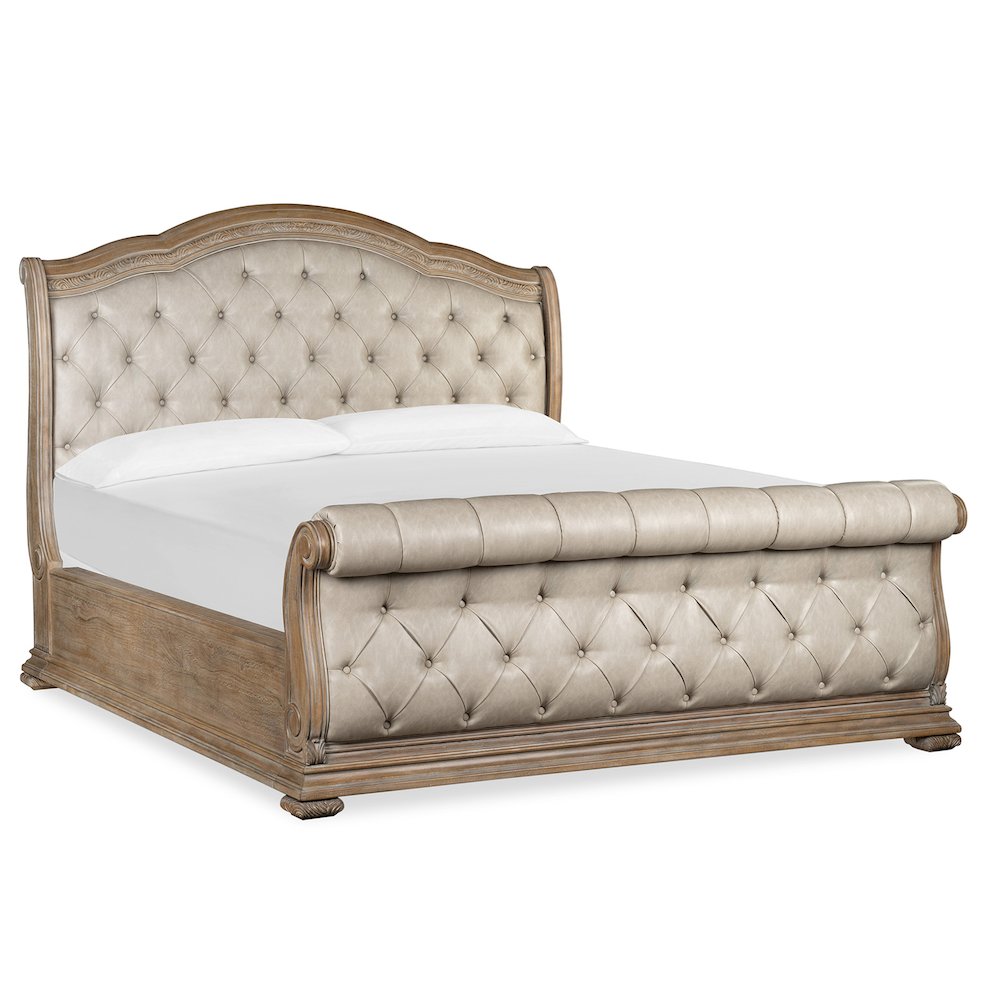 Marisol Fawn Queen Upholstered Sleigh Bed. Picture 1